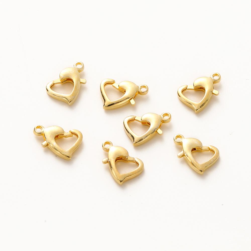 10pcs/lot 14K 18K Gold Plated Heart Shape Lobster Clasps 10mm/13mm Heart Locks Clasp For Bracelet Necklace Jewelry Making