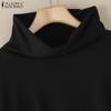 ZANZEA Women Casual Turtleneck Loose Long Sleeve Blouse
