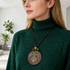 Hohle Blätter Pulloverkette Boho Pullover Halskette Vintage Holzanhänger Halskette für Damen Herren