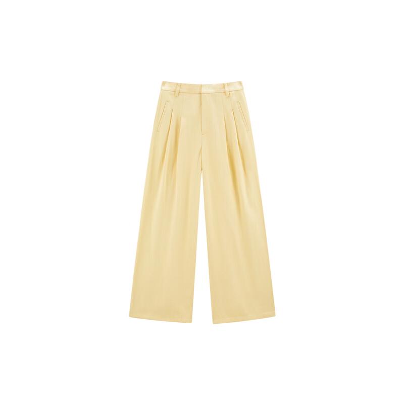 Peacebird Women's High-Waist Wide-Leg Relaxed Textured Trousers