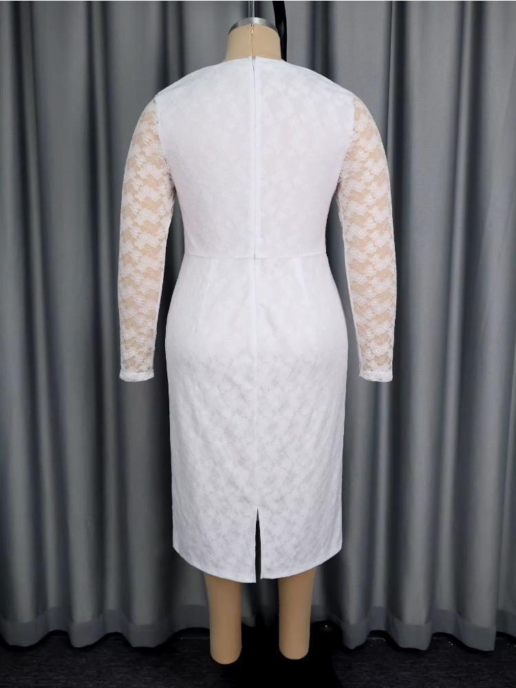 Autumn Winter Lace Long Sleeve Midi Dress Women Sweetheart Neck Bodycon Elegant Perfect for Cocktail Dinner Formal Party Gown