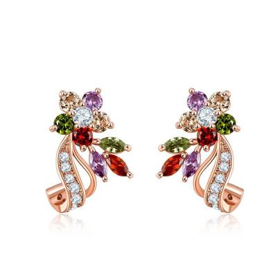 Brincos de zircônia de cristal colorido Dududie para mulheres - estilo europeu e americano