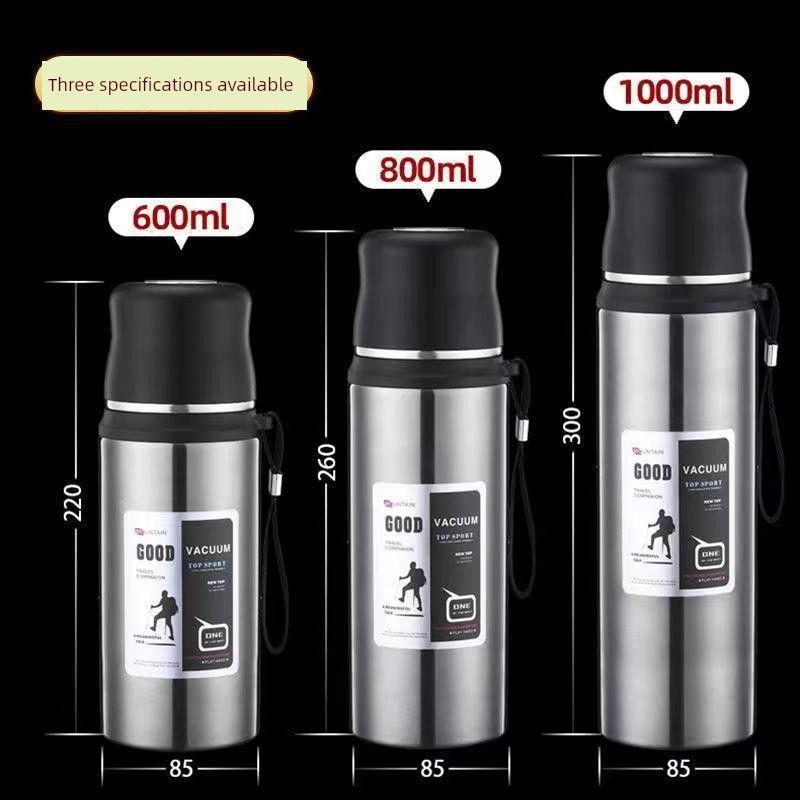 Brand New Large-Capacity Thermos Cup, Stainless Steel Kettle, Vacuum Outdoor Travel Kettle, Portable Car-Mounted Water Cup, Customizable with Text
