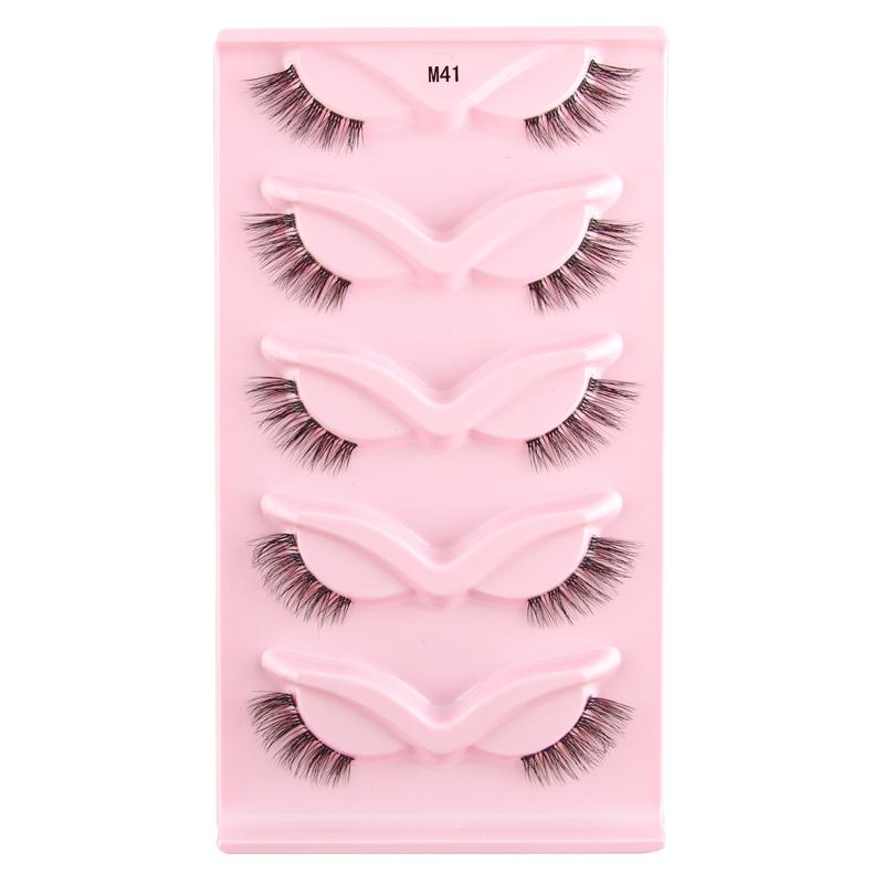 Fox Eye Lashes 3/5 Pairs Thick Winged Wispy 3D False Eyelashes Makeup Faux Fluffy Mink Lashes Fake Natural Eyelashes Extension