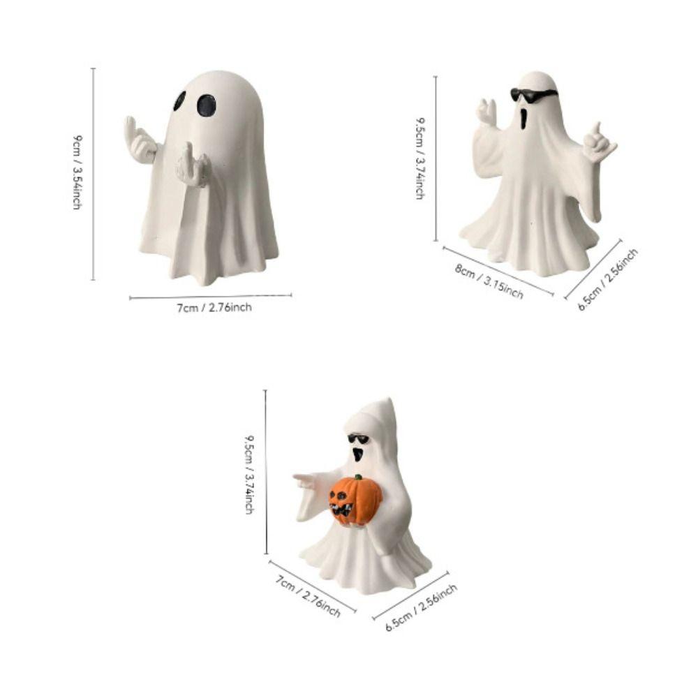 Resin Halloween Middle Finger Ghost Pumpkin Sunglasses Middle Finger Ghost Ornament Cartoon Small