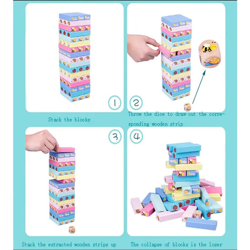 Wooden Stacking Blocks Strategy Activity designed for Children Adults Interactive Enjoyable Tower Balance Puzzle Toy designed for Family Gathering