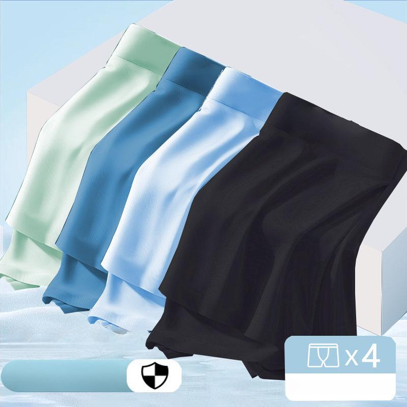 

4pcs Ice Silk Men s Underwear Breathable Summer Flat Corner Pants Men s Loose Oversized Pants Four Corner Flat Corner Shorts Boxer Brief L