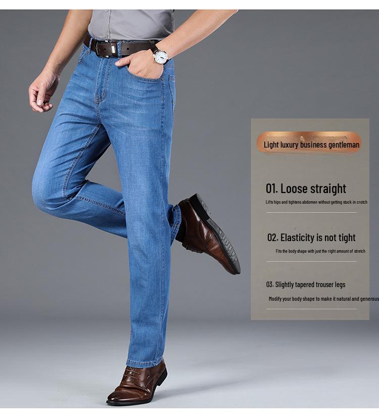 Herren Trendige Straight Stretch Jeans mit mittlerer Bundhöhe - Jugendlicher & Mittelalterlicher Stil