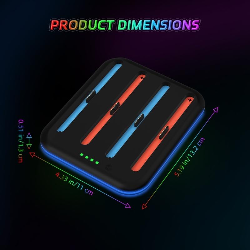 Controller-Ladestation Basis Gleichzeitiges Laden Geeignet für 4 Geräte Intelligente LED-Anzeigen und rutschfeste Basis