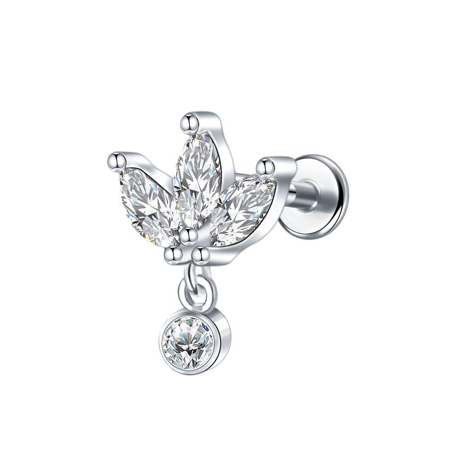 1/5PCS Steel 16G Cluster Marquise CZ Tragus Helix Stud Conch Lobe Rook Cartilage Leaf Flat Back Labret Stud Earrings Jewelry