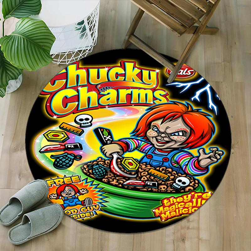 1pc Chucky3 Print Round Carpet Chair Round Carpet Suitable for Bedroom Living Room Home Decorative Carpet
