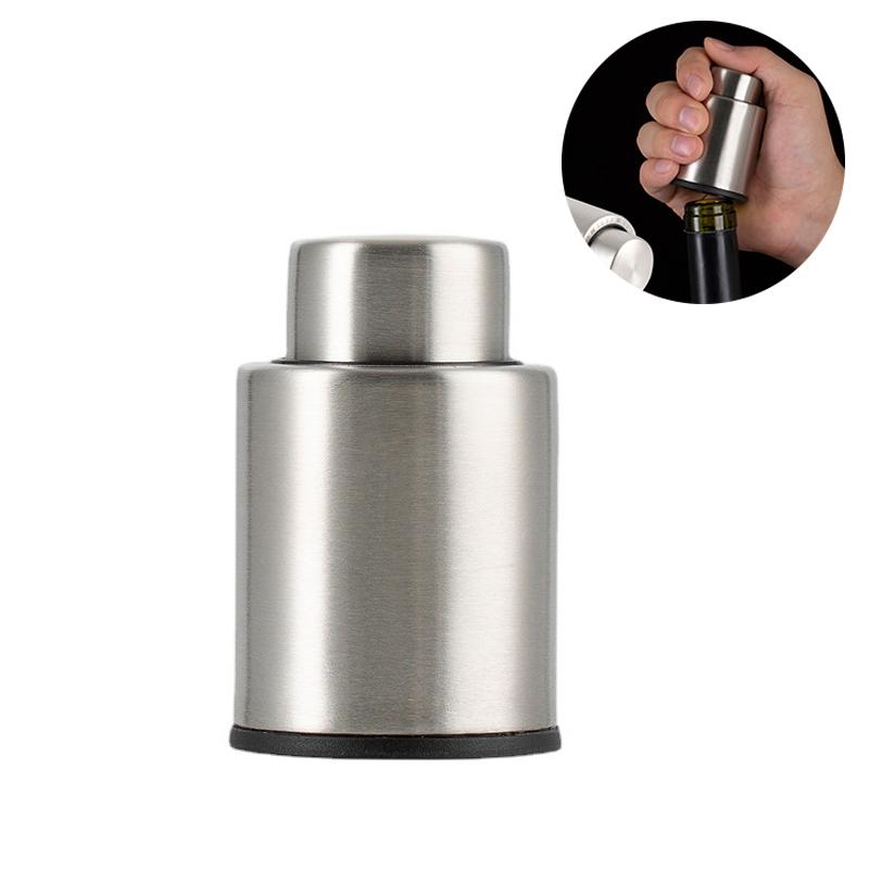 Portable Wine Bottle Vacuum Stoppers: Reusable Wine Bottle Vacuum Stoppers, Leak Proof Press Type Corks серебряный