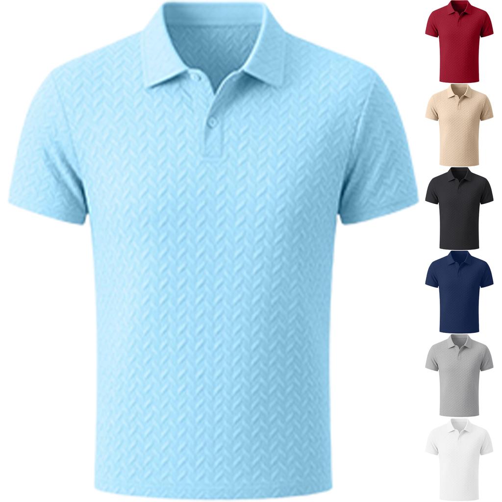 Men's Summer Short Sleeve Polo Shirt Casual Lightweight Breathable Fabric Soft Texture Comfortable Fit Classic Collar Design