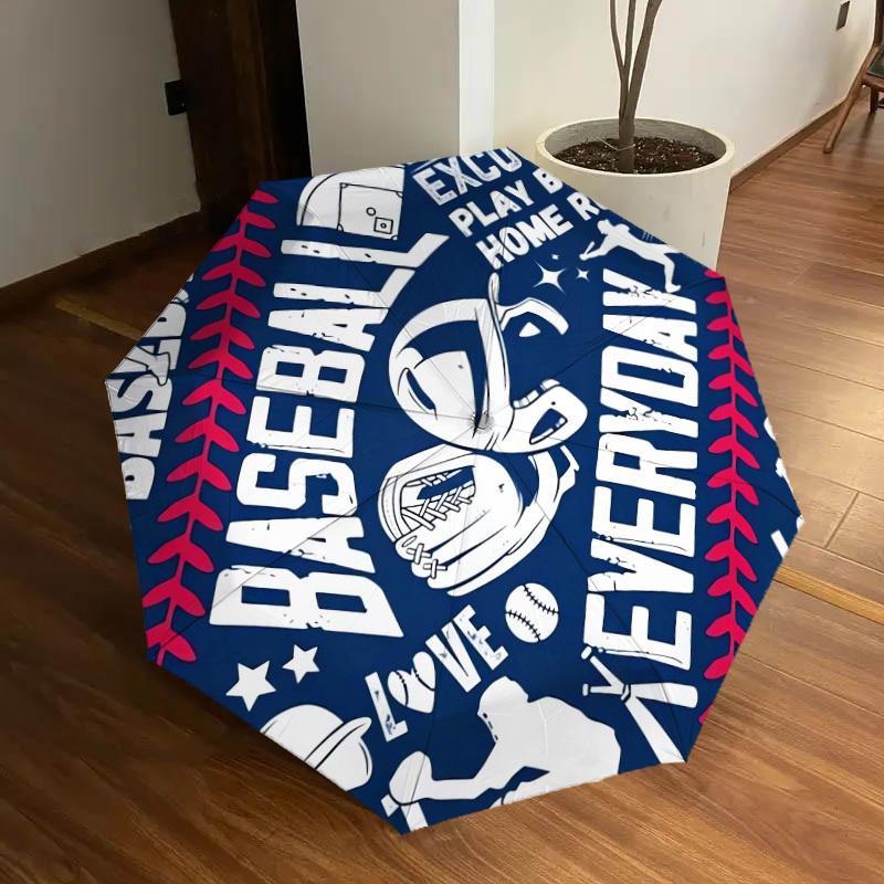 1pc Baseball Everyday Love Play Ball Home Run Umbrella with Plastic Handle,Suitable for All Seasons Home Travel Outdoor UmbrellaDD074