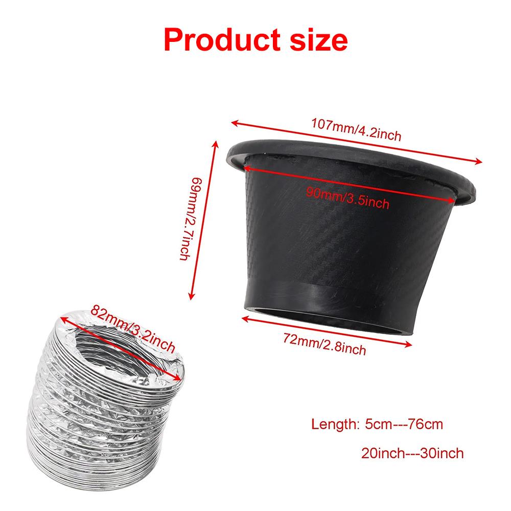 1pcs Car Front Bumper admission air Turbo Air Intake Pipe Kit ABS Turbine Inlet Kit Pipe Air Funnel Carbon Fiber Look