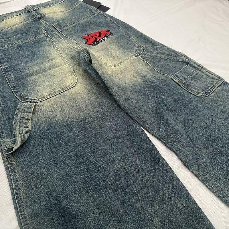 RogueWave Y2K Nové Streetwear Džíny Vintage Prané Volné Džíny Harajuku Punk Rovné Ležérní Gotické Široké Kalhoty