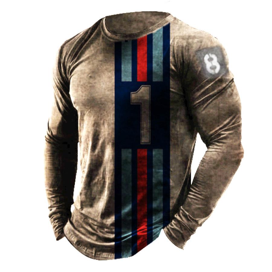 Spring and Autumn Round Neck 3D Printed Top Fashionable Casual Sports Long Sleeved Men's T-shirts