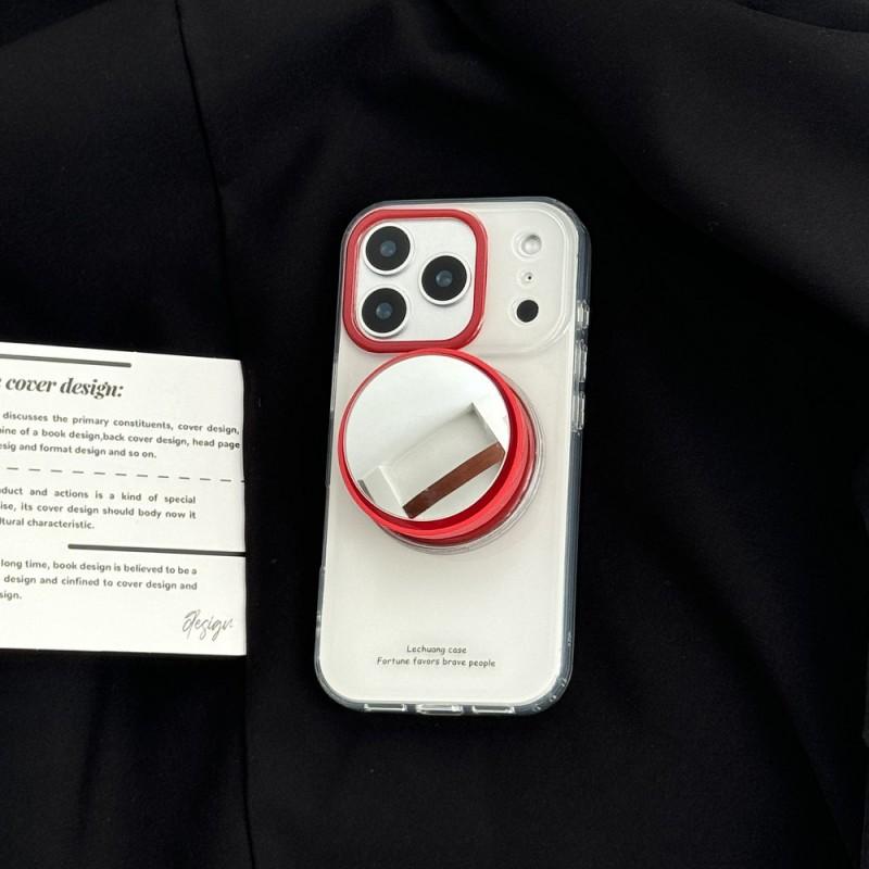 Magnetic Snap-on Phone Case With Mirror Kickstand IPhone 17 Pro Max 16 15 14 13 Drop Protection Soft TPU Gel Cover