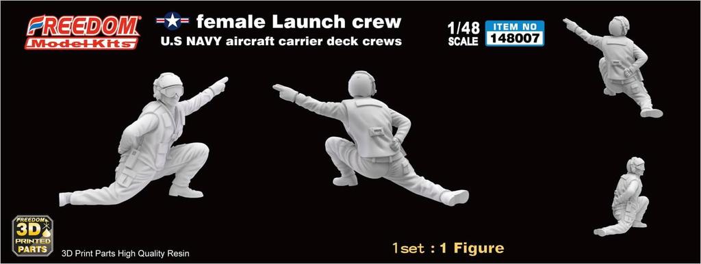 Freedom Model Kit US Navy Aircraft Carrier Deck Crew 2 Female Catapult Officer 3D Printer Kit FRE148007 1/48 Vol.