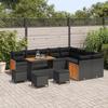 13-piece Garden Sofa Set with Cushions In Black Poly Rattan Acacia 3365299