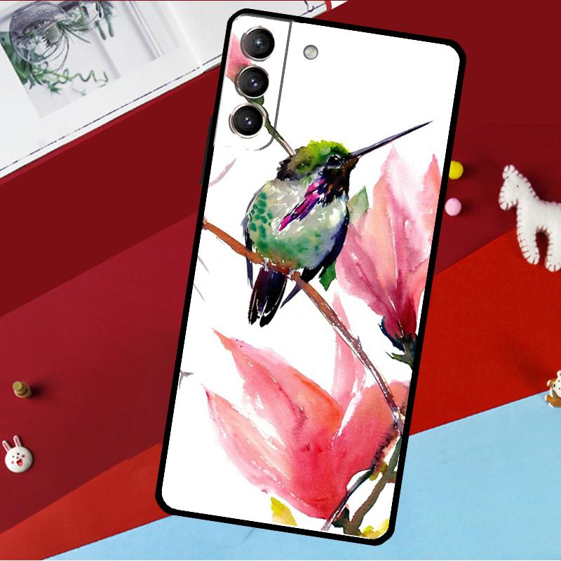 Hummingbird and Flowers Funda For Samsung Galaxy S26 S25 S24 S21 S22 S20 Ultra S9 S10 Plus S23 FE S25 FE Phone Case