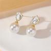French Style Imitation Pearl Drop Earrings for Women Girls Light Luxury Exquisite Zircon Water Drop Earrings Jewelry Accessories