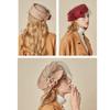 Vintage Mesh Topper Hat Solid Color Woolen Beret Uniform Stewardess Hat Pillbox Hat  Performances