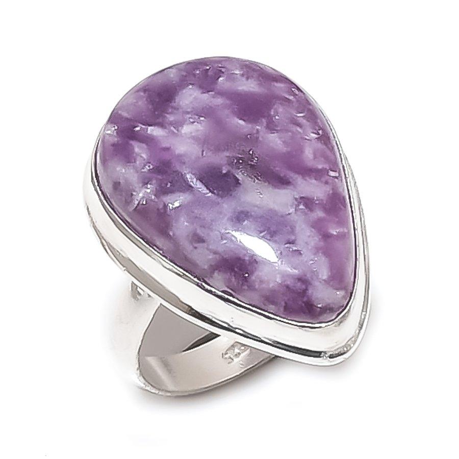 Lepidolite Gemstone Handmade 925 Sterling Silver Jewelry Ring Size 7 G6P40