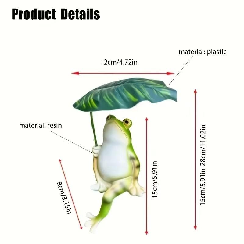 Cartoon Fun Cute Umbrella Frog Sculpture Jewelry Creative Lotus Leaf Frog Statue Aquarium Fish Tank Balcony Garden Decoration