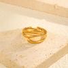 Stainless Steel Hollow Adjustable Open Ring Fine Three-layer Gold Plated Rings For Women Summer Finger Jewelry Accessories New