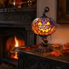 Resin Lamp for Bedroom Stained Glass Halloween Pumpkin Table Lamp, USB Powered Night Light with Dark Academia Desk Decor Warm Glow, Gothic Desktop