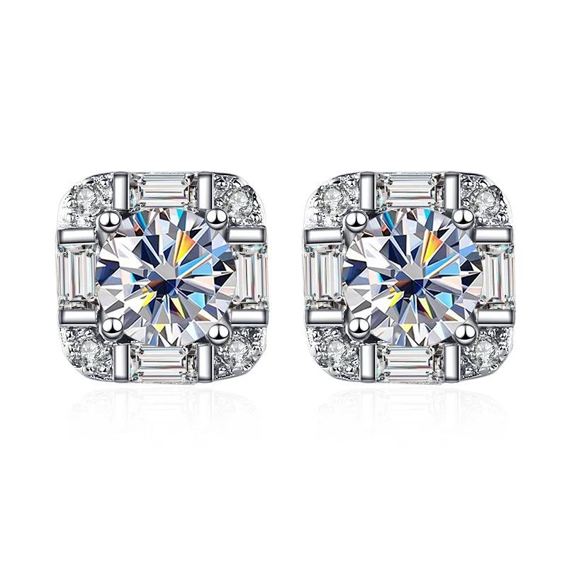 5mm S925 Silver Geometric Square Stud Earrings Mini Elegant Fashion Moissanite Earrings D VVS1 Delicate Jewelry