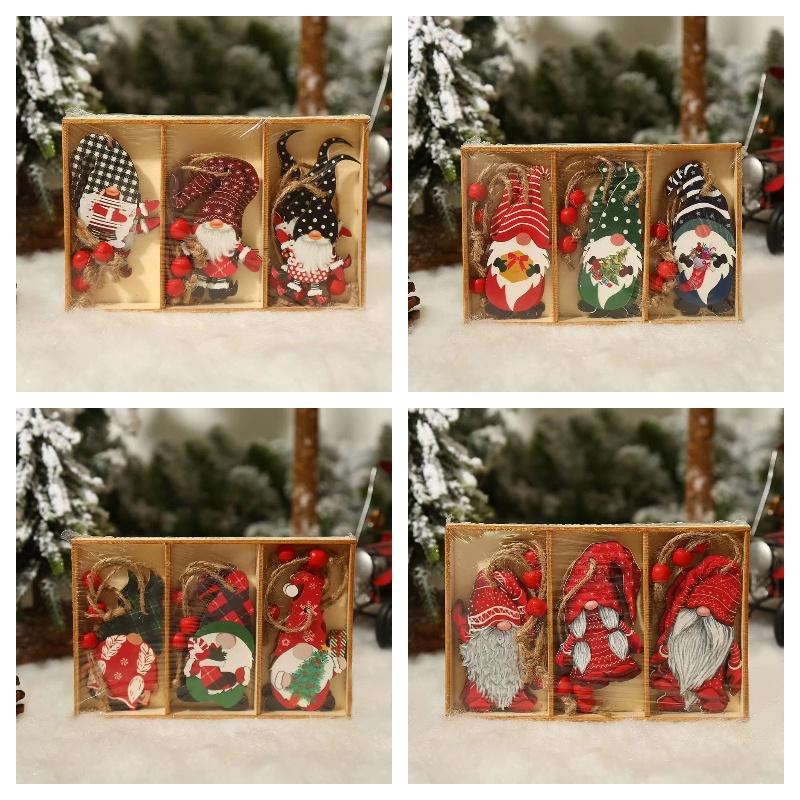 Festive Christmas Decoration Adorable Forest Man Hanging Ornament Wooden Decorative Pendant Holiday Gift