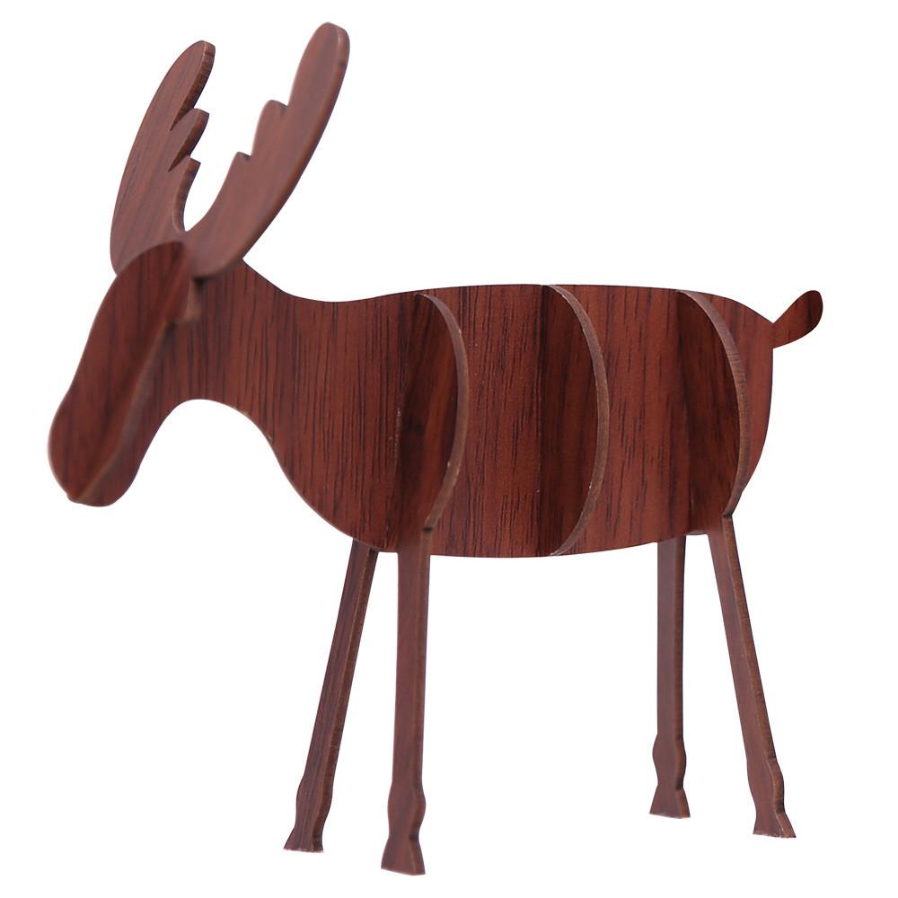 Stylish Christmas Wooden Reindeer Figurines Beautifully Crafted For Festive Home Decorations Walnut Large