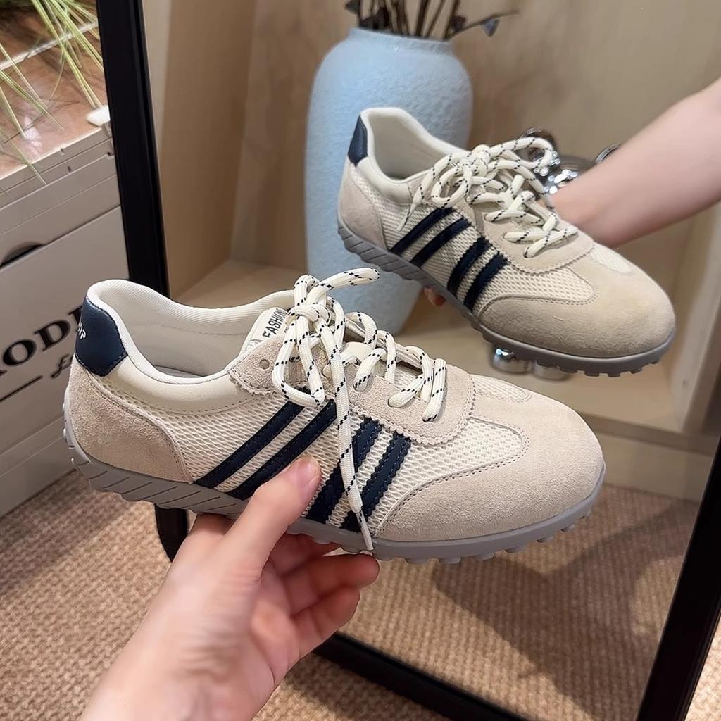 2025 Summer New Retro Lightweight Mesh Breathable Flat-bottomed German Training Shoes Women's Soft-soled Versatile Casual Sports Forrest Gump Shoes