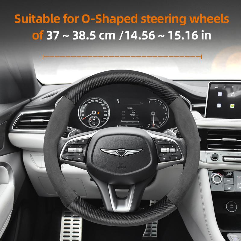 vcxja9 Suitable for Genesis Suede Matte Carbon Fiber Texture Steering Wheel Cover Suitable for Orpe G80 G70 Dh G90 Gv80 Gv70 Gv60 Gv90 Cars