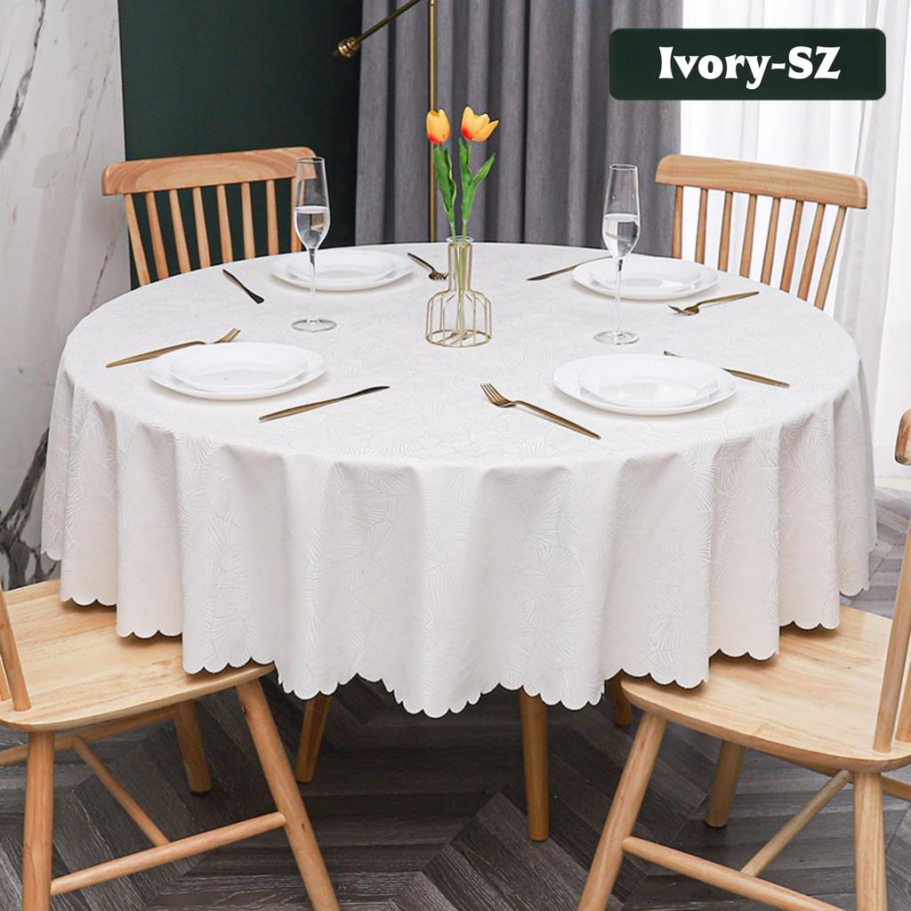 Round Tablecloth Heavy Duty Vinyl Table Cover Waterproof Oil-Proof Fitted Table Cloth Home Decor Kitchen Picnic
