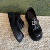 Cowhide version~ thick-soled small man height-increasing loafers women's British style retro small leather shoes versatile jk uniform single shoes