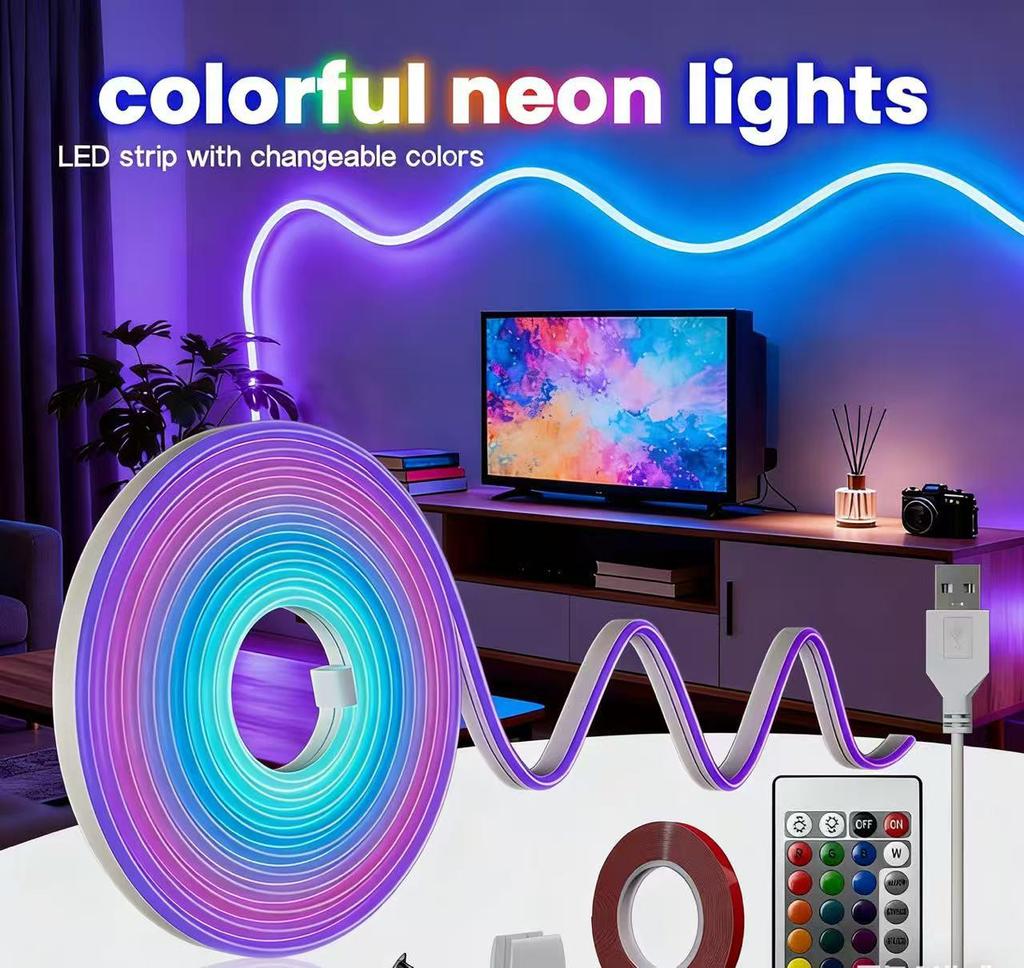 RGB LED Silicone Neon Strip with 24-Key Controller
