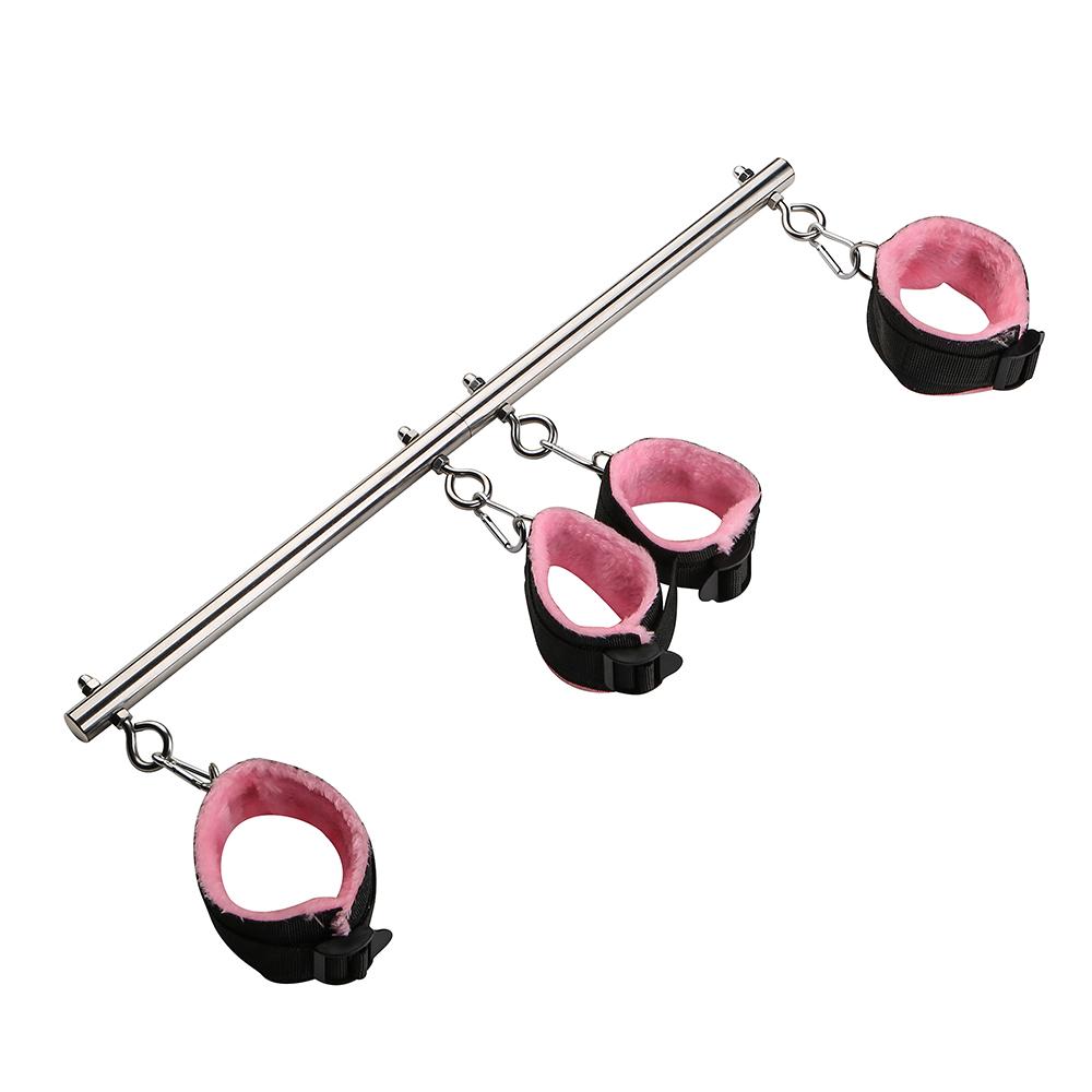 BDSM Bondage Set Stainless Steel Adjustable Telescopic Sex Slave Handcuffs Ankle Cuffs Fetish Restraints Sex Toys for