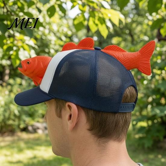 Breathable Mesh Trucker Hat Bass Fish Hat, Realistic 3D Novelty Cap, Adjustable Fishing Cap Sun Hilarious for Men Anglers Outdoor Camping Design