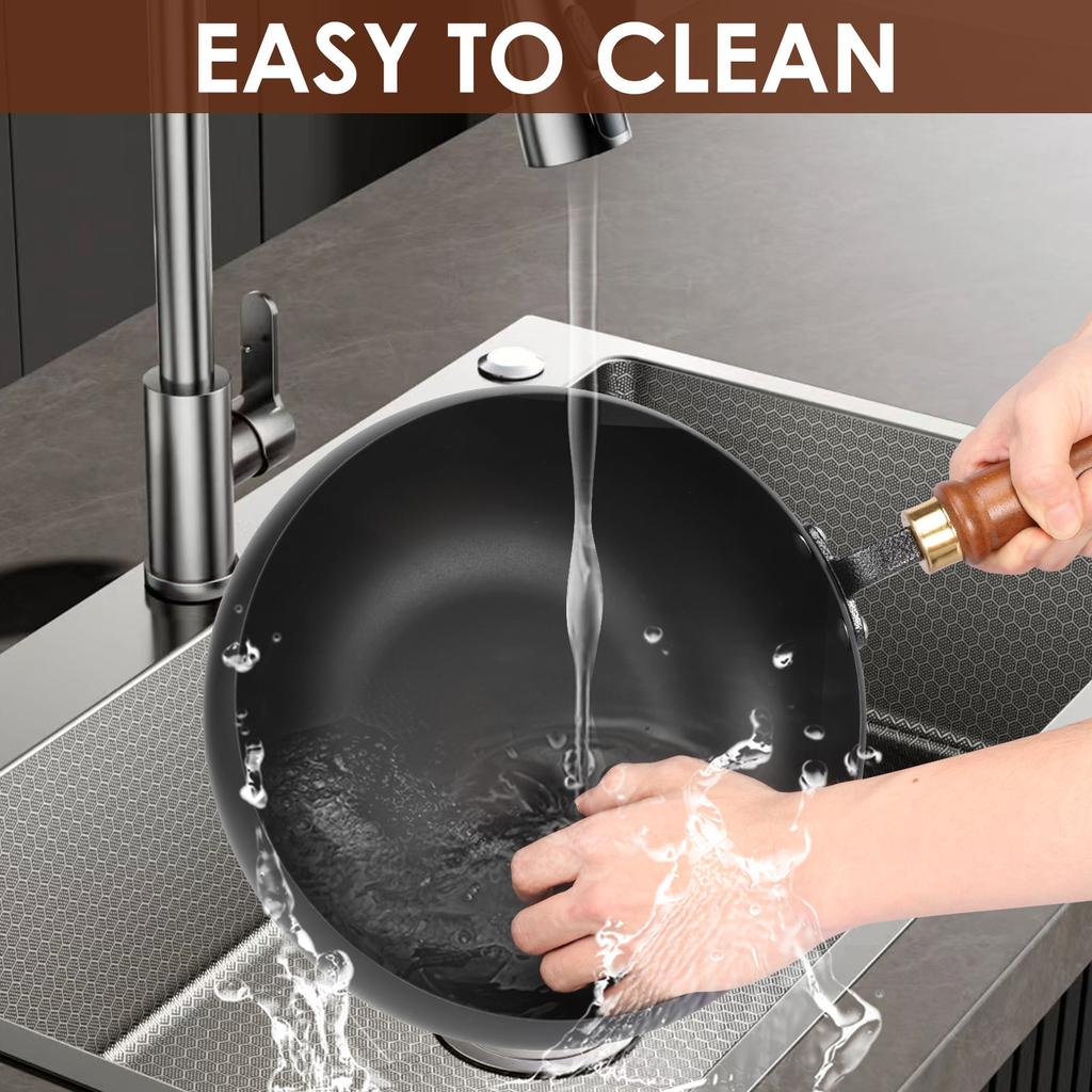 Frying Pan Non-stick Pot with Lid and Spatula Wok Pan Multi-functional Iron Pot Cookware Set for Cooking Kitchens Accessories