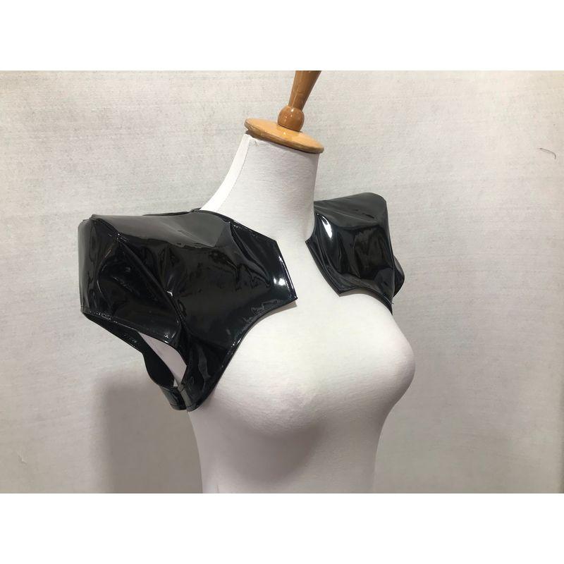 

Nightclub Club Singer Gogo Lead Dance Dsstage Performance Dress Sense of Technology Three-Dimensional Hard Patent Leather Set Performance Wear Black S