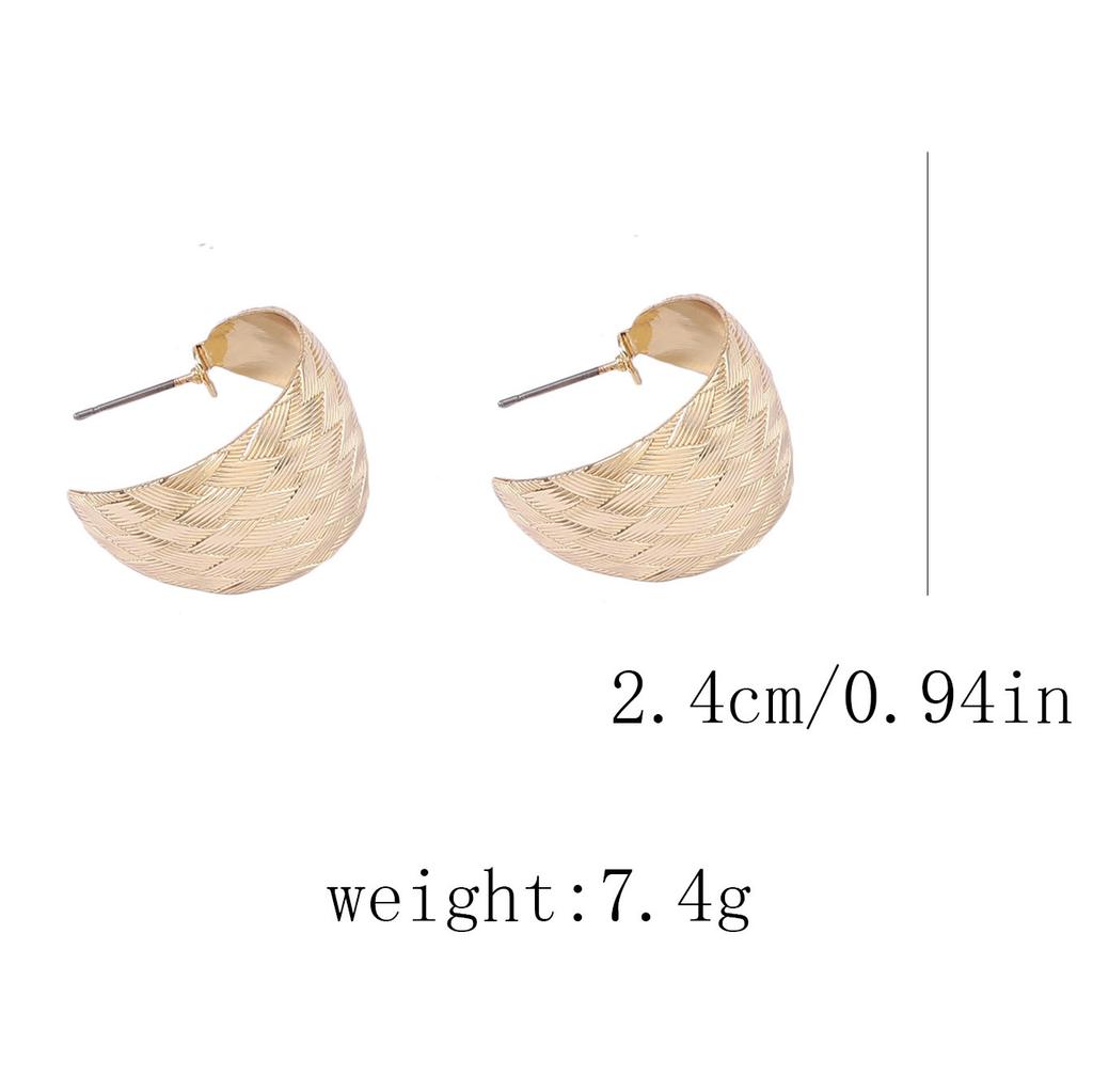 Retro and Unique Bamboo Joint Texture Wide C-shaped Stud Earrings, Simple, Fashionable, Exquisite and High-end