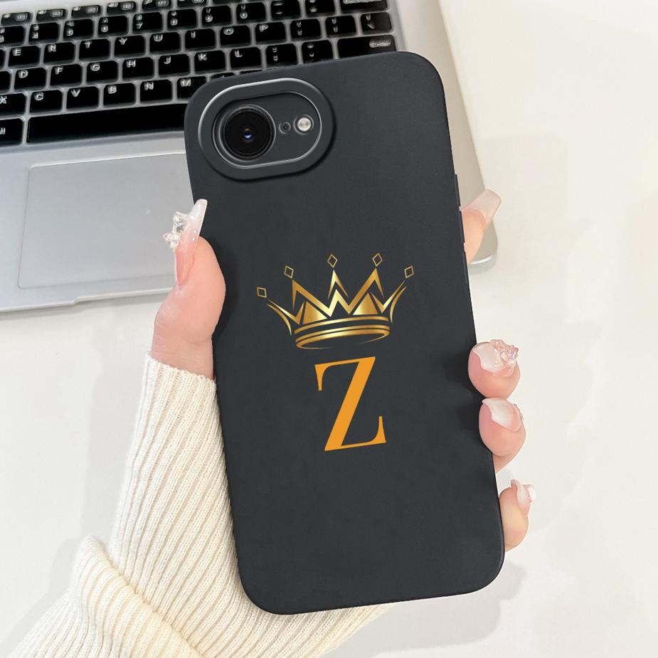 For Apple iPhone 16E 5G Case 2025 New A-Z Crown Letters Cover Soft TPU Len Protective Phone Case For iPhone SE 4 iPhone16e Shell