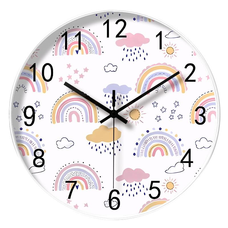 10 Inch Early Childhood Education Clock Colorful Round Wall Clock Kids' Room Decor Non Ticking Learning Clock Wall Decoration