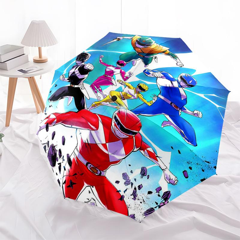 1pc Power Rangers Automatic Opening Folding Umbrella with 8-Bone Iron Frame, Portable Outdoor for Fans, Travelers, Everyday Use, and Gift Giving.T002