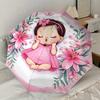 Pink Lily Flower Girl Automatic Opening/Closing Umbrella - Portable 3-Fold Design with Iron Frame - Gift for Fans, Travelers, Daily Use11210