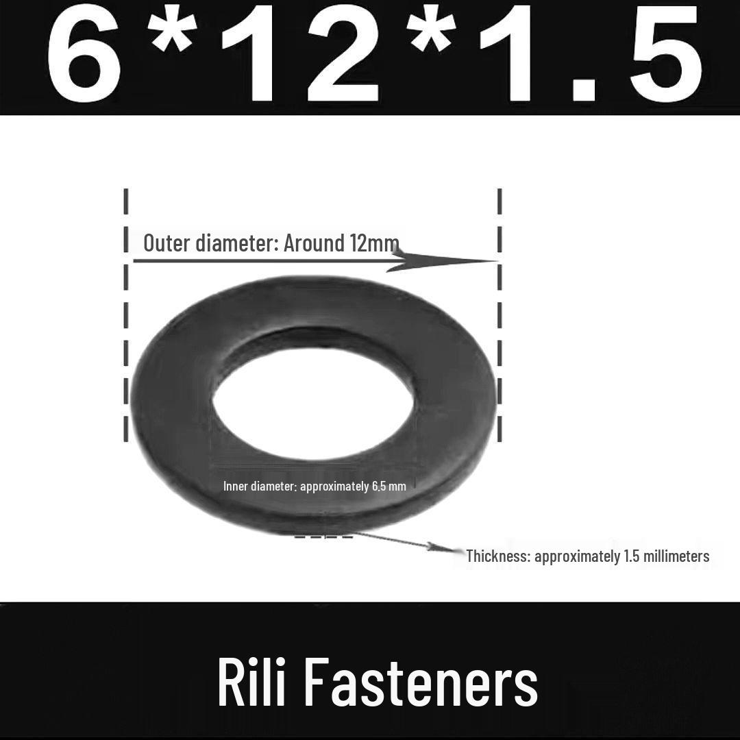 High Strength M6-M72 Black Flat Washer Gasket with Thickened Elastic Thread