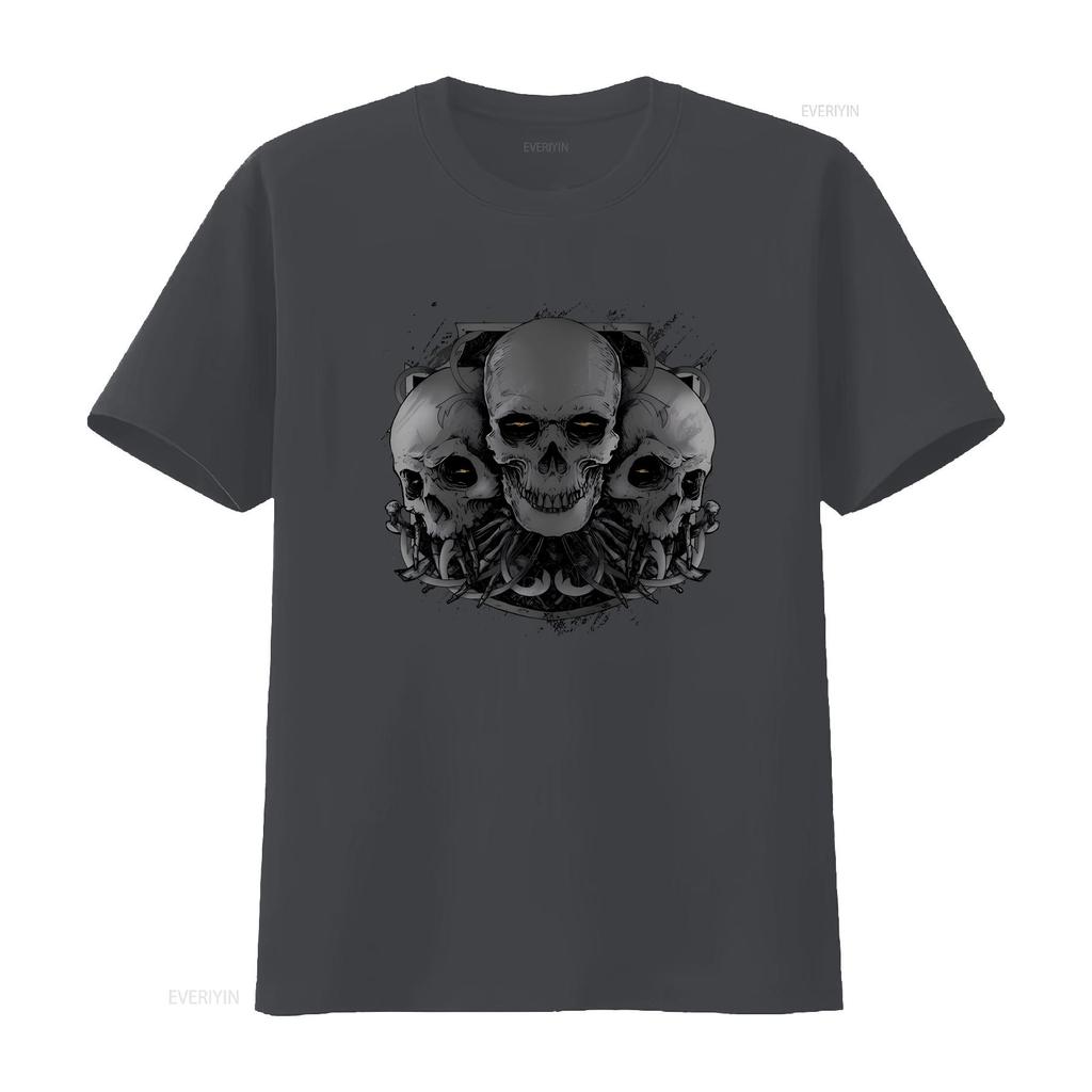 Gothic Skulls Biker Motorcycle Motorbike Unisexs Cotton T Shirt Top vintage Washed streetwear Soft Breathable fashion Casual